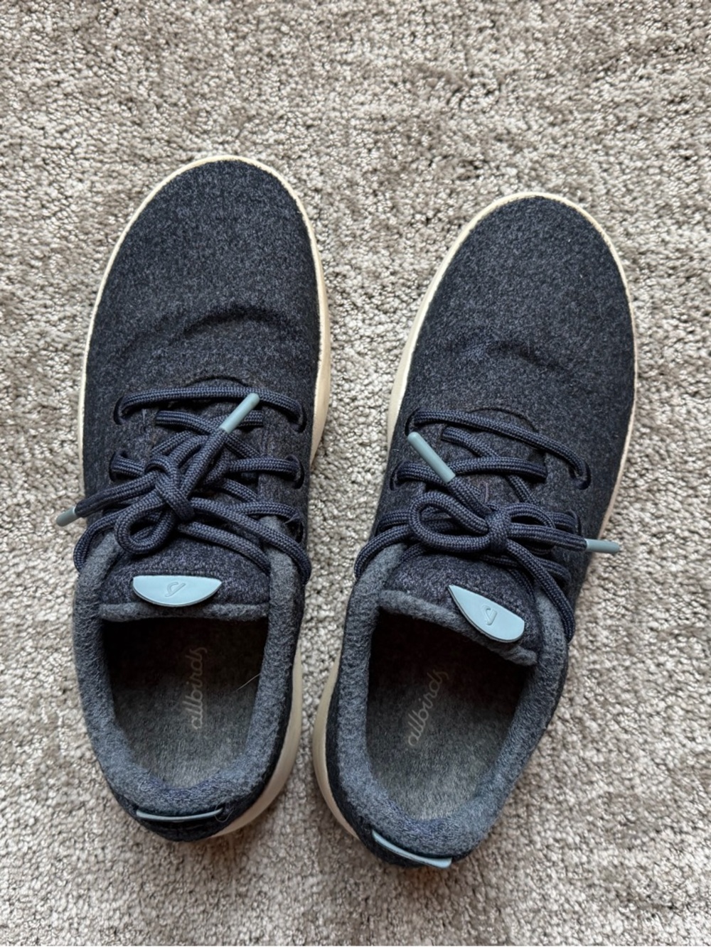 allbirds Men's Wool Runners Mizzle water repellent in Charcoal with Cream Soles
